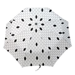 Black White Hexagon Dots Folding Umbrellas
