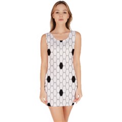 Black White Hexagon Dots Sleeveless Bodycon Dress