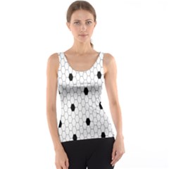 Black White Hexagon Dots Tank Top by Mariart