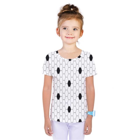 Black White Hexagon Dots Kids  One Piece Tee by Mariart