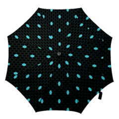 Blue Black Hexagon Dots Hook Handle Umbrellas (large)