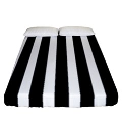 Black White Line Vertical Fitted Sheet (california King Size)
