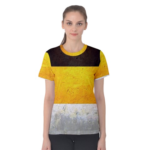 Wooden Board Yellow White Black Women s Cotton Tee by Mariart