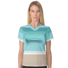 Dachis Beach Line Blue Water Women s V-neck Sport Mesh Tee