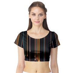 Fallen Christmas Lights And Light Trails Short Sleeve Crop Top (tight Fit)