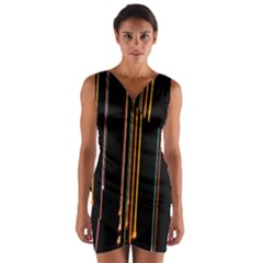 Fallen Christmas Lights And Light Trails Wrap Front Bodycon Dress