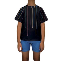 Falling Light Lines Perfection Graphic Colorful Kids  Short Sleeve Swimwear