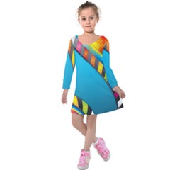 Color Dream Polka Kids  Long Sleeve Velvet Dress