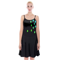 Green Black Widescreen Spaghetti Strap Velvet Dress by Mariart