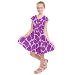 Giraffe Skin Purple Polka Kids  Short Sleeve Dress