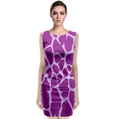 Giraffe Skin Purple Polka Sleeveless Velvet Midi Dress by Mariart