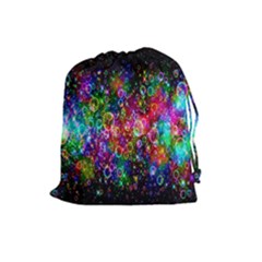 Colorful Bubble Shining Soap Rainbow Drawstring Pouches (large)  by Mariart