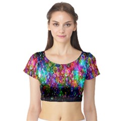 Colorful Bubble Shining Soap Rainbow Short Sleeve Crop Top (tight Fit)