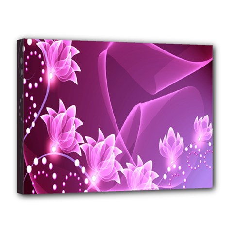 Lotus Sunflower Sakura Flower Floral Pink Purple Polka Leaf Polkadot Waves Wave Chevron Canvas 16  X 12  by Mariart