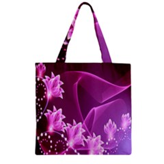 Lotus Sunflower Sakura Flower Floral Pink Purple Polka Leaf Polkadot Waves Wave Chevron Zipper Grocery Tote Bag by Mariart