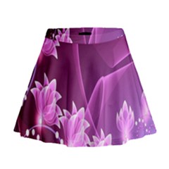 Lotus Sunflower Sakura Flower Floral Pink Purple Polka Leaf Polkadot Waves Wave Chevron Mini Flare Skirt by Mariart