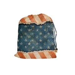 Grunge Ripped Paper Usa Flag Drawstring Pouches (large)  by Mariart