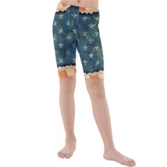 Grunge Ripped Paper Usa Flag Kids  Mid Length Swim Shorts