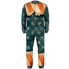 Grunge Ripped Paper Usa Flag Onepiece Jumpsuit (men) 