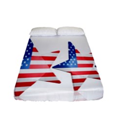 Multiple Us Flag Stars Line Slide Fitted Sheet (full/ Double Size) by Mariart