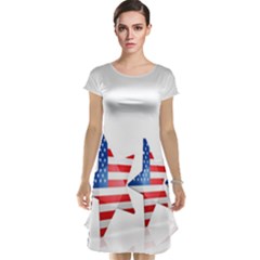 Multiple Us Flag Stars Line Slide Cap Sleeve Nightdress by Mariart