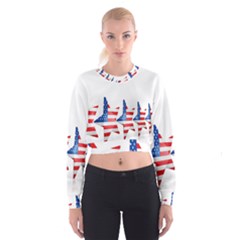 Multiple Us Flag Stars Line Slide Cropped Sweatshirt