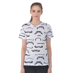 Mustache Man Black Hair Women s Cotton Tee