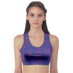 Grid Lines Square Pink Cyan Purple Blue Squares Lines Plaid Sports Bra by Mariart
