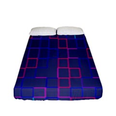 Grid Lines Square Pink Cyan Purple Blue Squares Lines Plaid Fitted Sheet (full/ Double Size) by Mariart