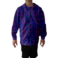 Grid Lines Square Pink Cyan Purple Blue Squares Lines Plaid Hooded Wind Breaker (kids) by Mariart