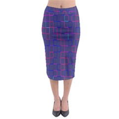 Grid Lines Square Pink Cyan Purple Blue Squares Lines Plaid Midi Pencil Skirt by Mariart