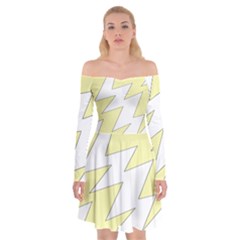 Lightning Yellow Off Shoulder Skater Dress by Mariart