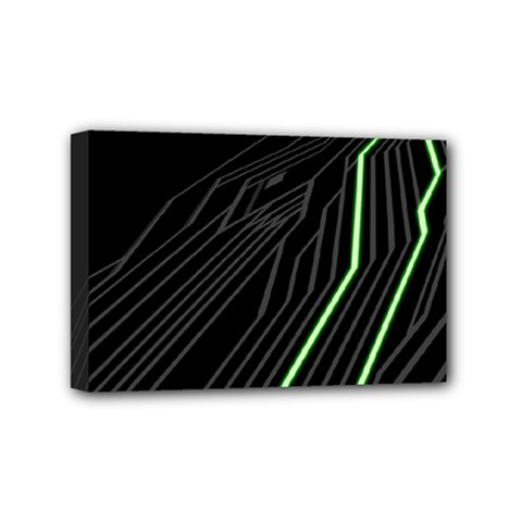 Green Lines Black Anime Arrival Night Light Mini Canvas 6  x 4 