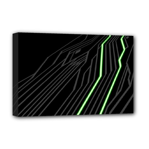 Green Lines Black Anime Arrival Night Light Deluxe Canvas 18  x 12  