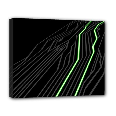 Green Lines Black Anime Arrival Night Light Deluxe Canvas 20  X 16   by Mariart