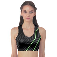 Green Lines Black Anime Arrival Night Light Sports Bra