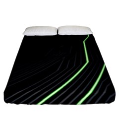 Green Lines Black Anime Arrival Night Light Fitted Sheet (California King Size)