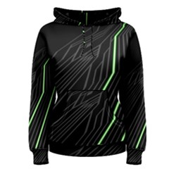 Green Lines Black Anime Arrival Night Light Women s Pullover Hoodie