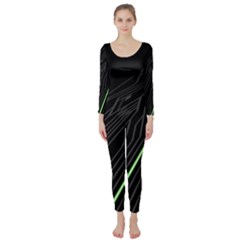 Green Lines Black Anime Arrival Night Light Long Sleeve Catsuit