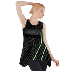 Green Lines Black Anime Arrival Night Light Side Drop Tank Tunic