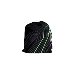 Green Lines Black Anime Arrival Night Light Drawstring Pouches (XS) 