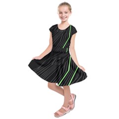 Green Lines Black Anime Arrival Night Light Kids  Short Sleeve Dress