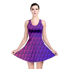 Hexagon Widescreen Purple Pink Reversible Skater Dress by Mariart