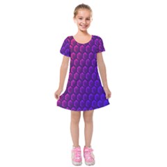 Hexagon Widescreen Purple Pink Kids  Short Sleeve Velvet Dress