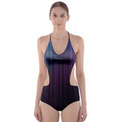 Moonlight Light Line Vertical Blue Black Cut-out One Piece Swimsuit by Mariart