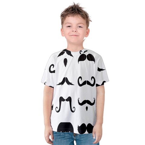 Mustache Man Black Hair Style Kids  Cotton Tee by Mariart