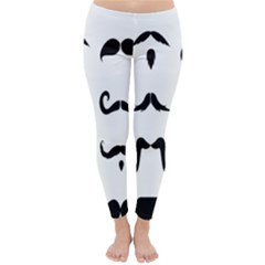 Mustache Man Black Hair Style Classic Winter Leggings by Mariart