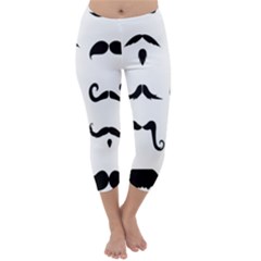 Mustache Man Black Hair Style Capri Winter Leggings  by Mariart