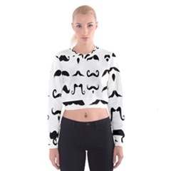 Mustache Man Black Hair Style Cropped Sweatshirt by Mariart