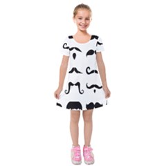 Mustache Man Black Hair Style Kids  Short Sleeve Velvet Dress